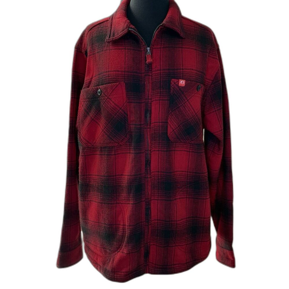 The American Outdoorsman Men’s Sherpa-Lined Flannel Jacket – Red Black Plaid